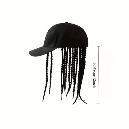 Hip-Hop Punk Baseball Cap with Braided Dreadlock Wig – Adjustable Snapback
