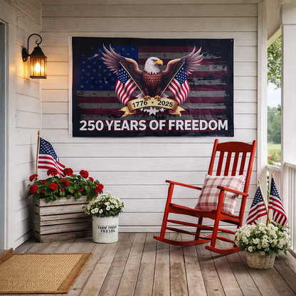 🔥Flash Sale-50% Off🔥250th Anniversary American Flag, Patriotic Eagle Freedom 1776 2026 Grommet Flag