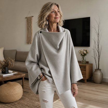 Wrapfield – Asymmetric Button Wrap Cape Jacket