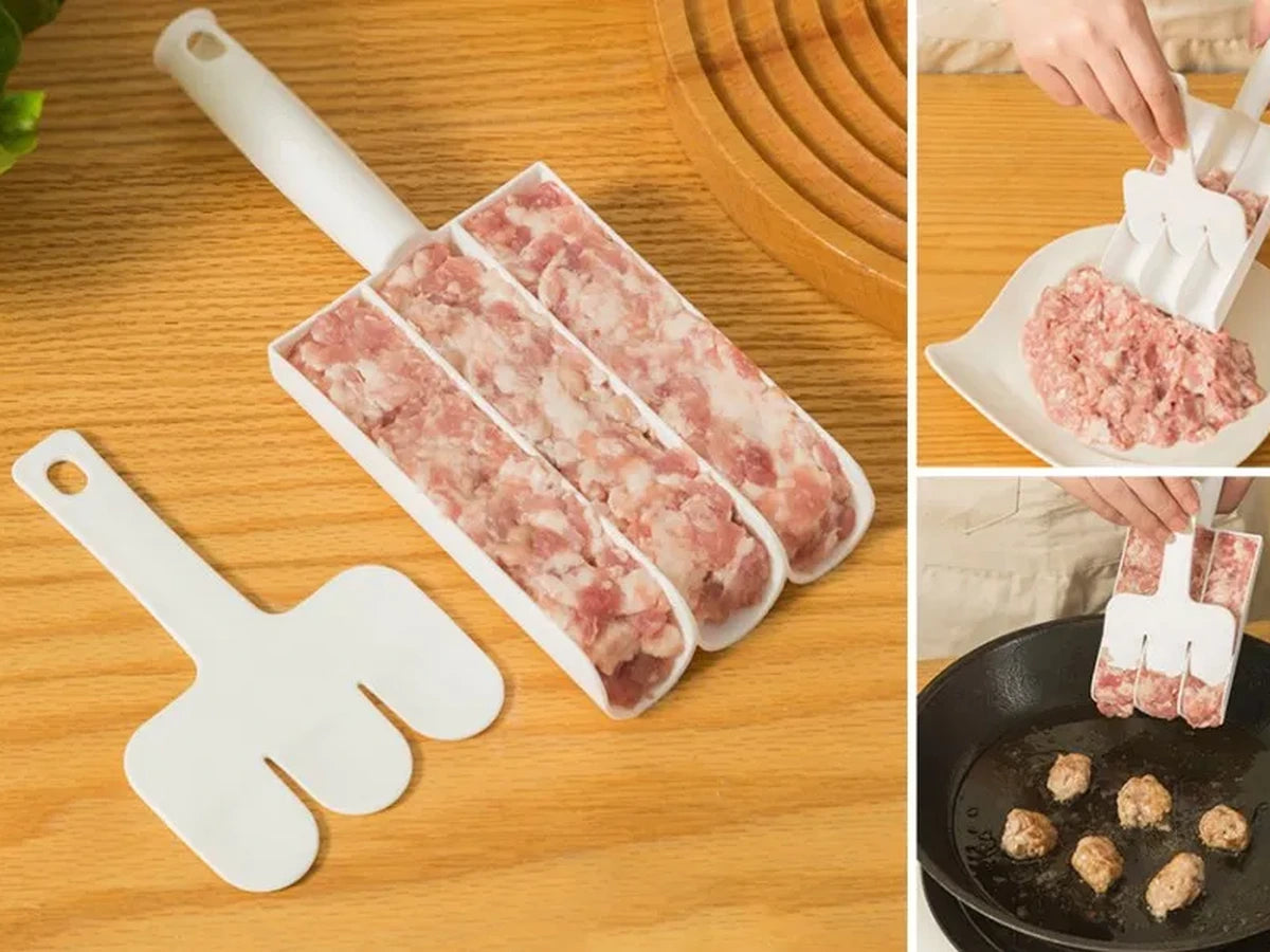 Loaded triple meatball maker with paddle