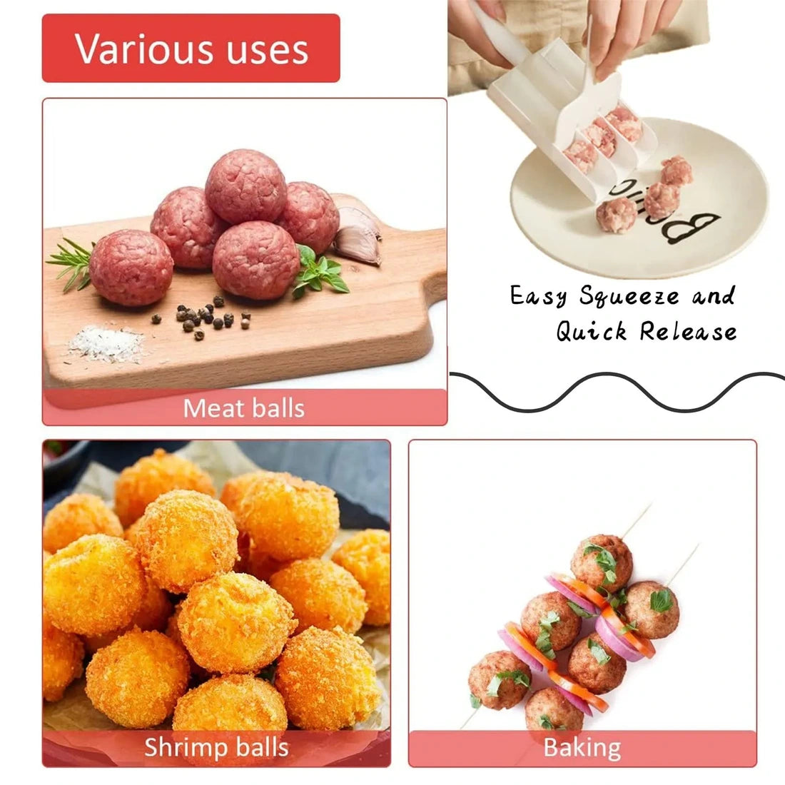 Various uses for triple meatball maker