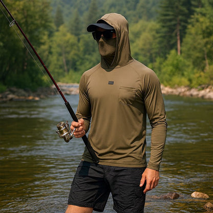Men's Sun Protective Tactical Hoodie Quick Dry Fishing Shirt