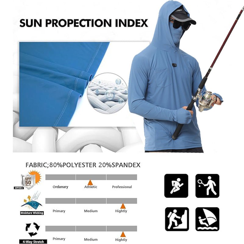 Men's Sun Protective Tactical Hoodie Quick Dry Fishing Shirt