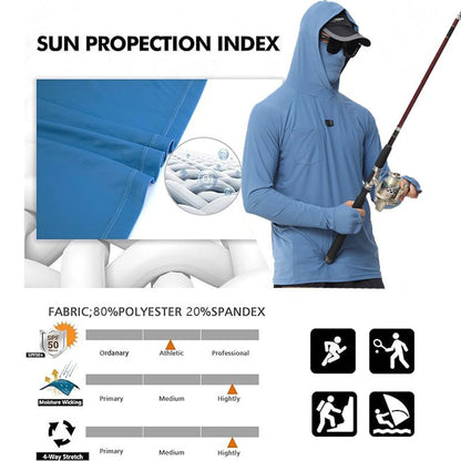 Men's Sun Protective Tactical Hoodie Quick Dry Fishing Shirt