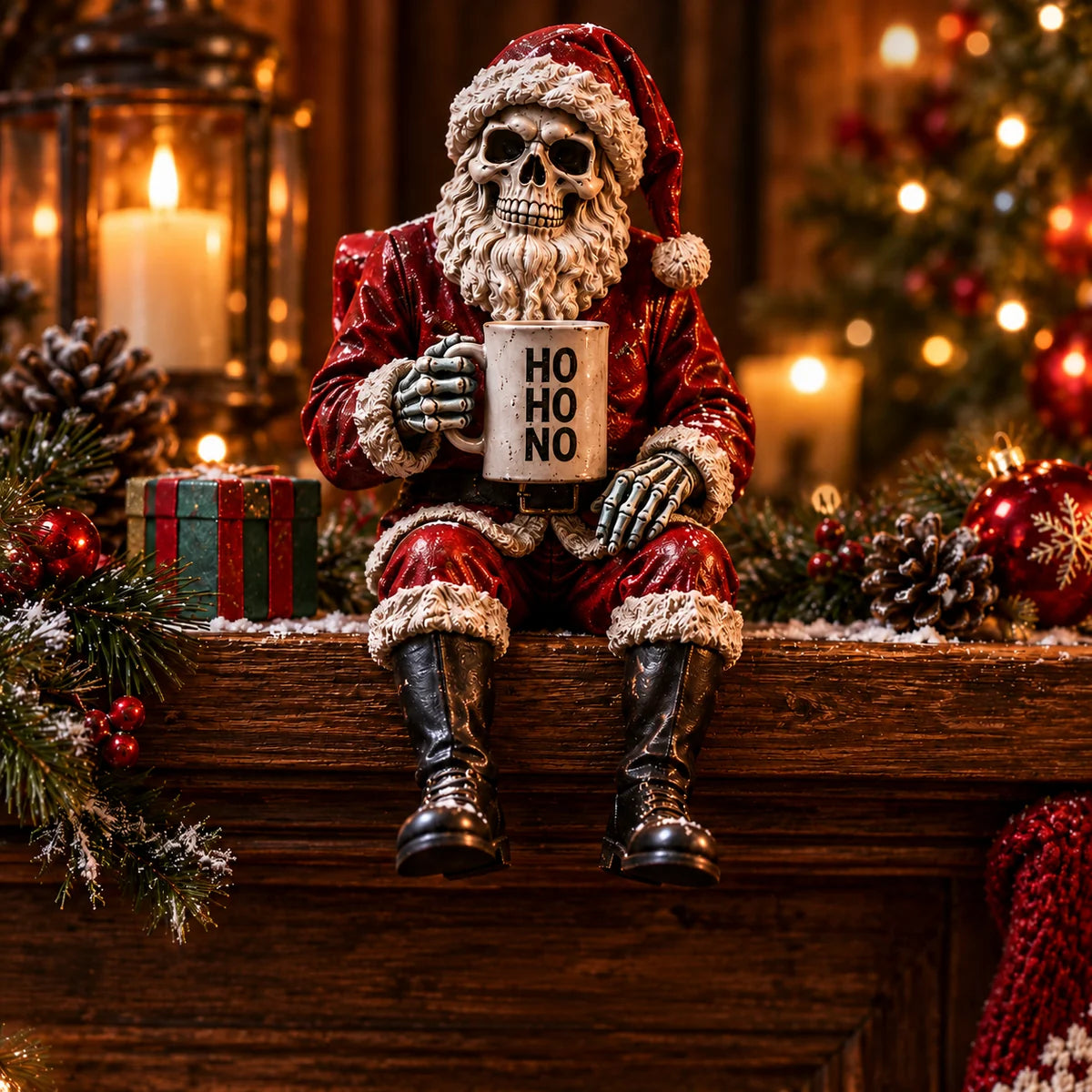 💀🎄 Naughty Christmas Skeletons – 6-Style Gothic Holiday Shelf Sitters, Funny Mantel Decor & Unique Christmas Gifts 🎁
