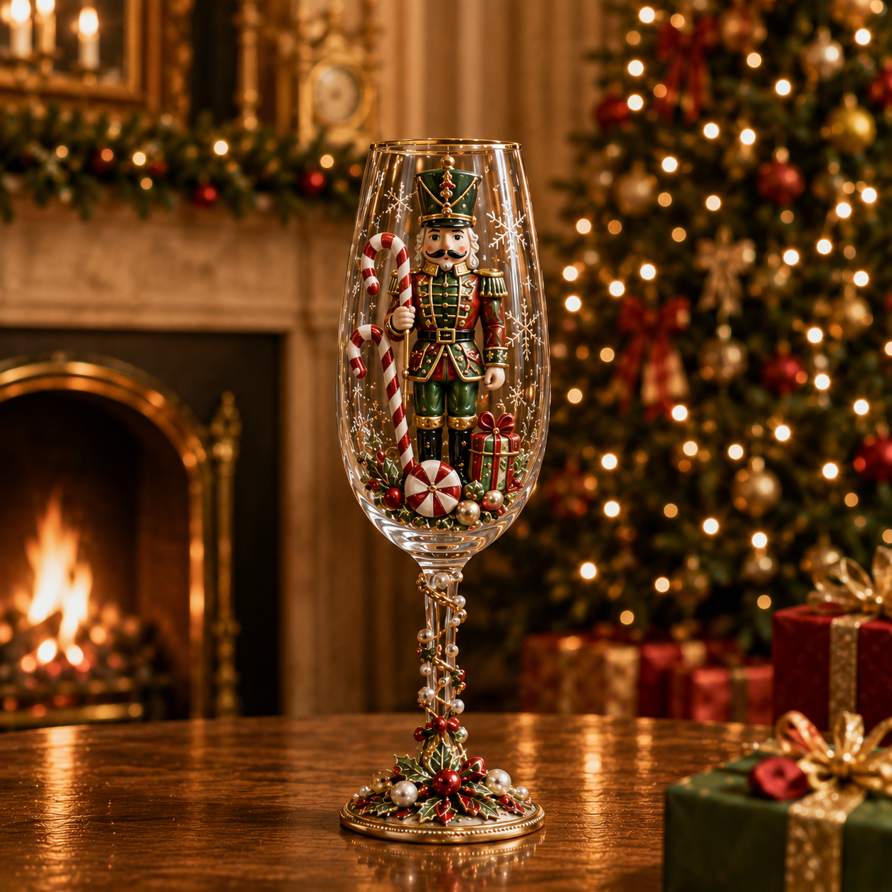 Candy Cane Nutcracker collector champagne glass