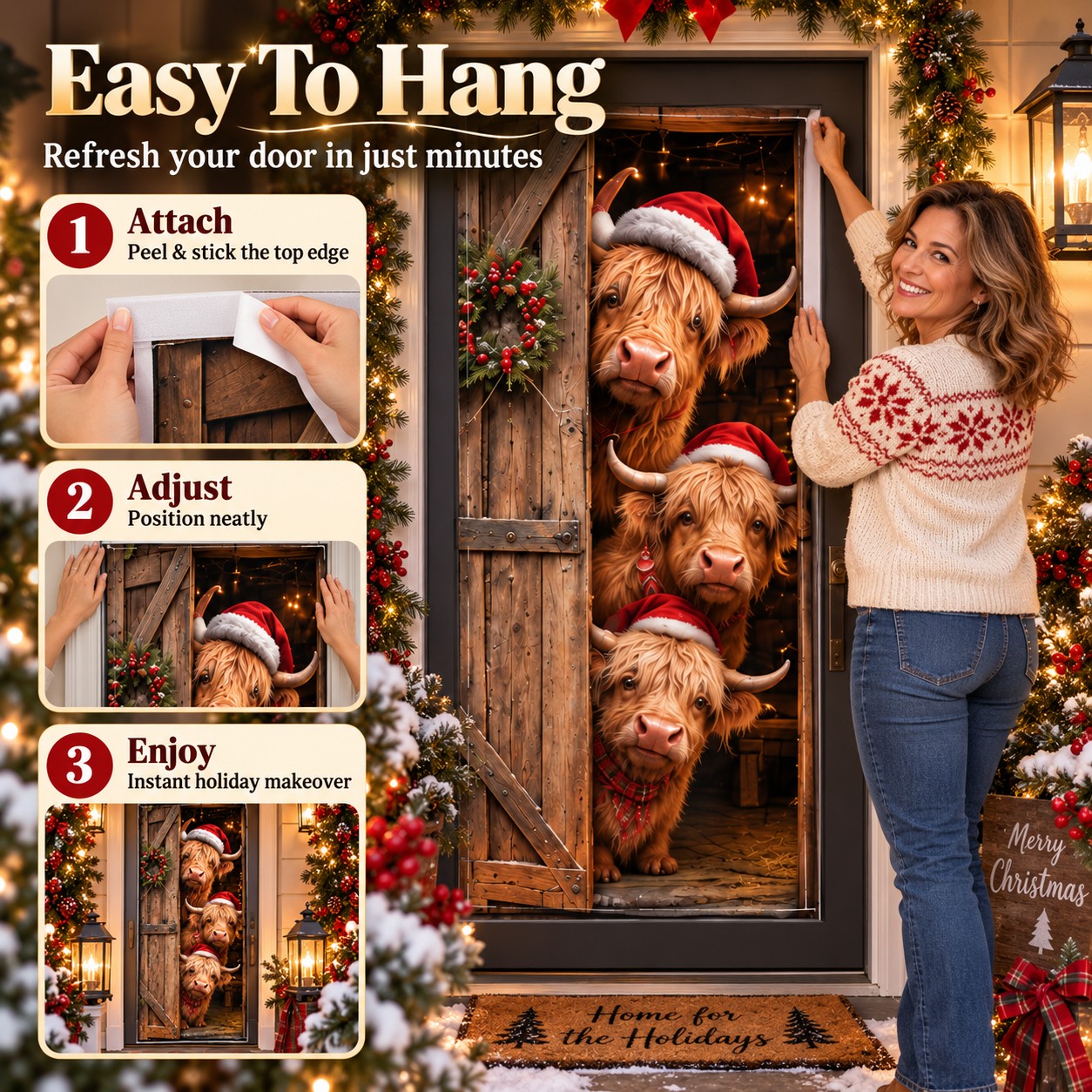 Peekaboo Christmas Door Curtain installation guide