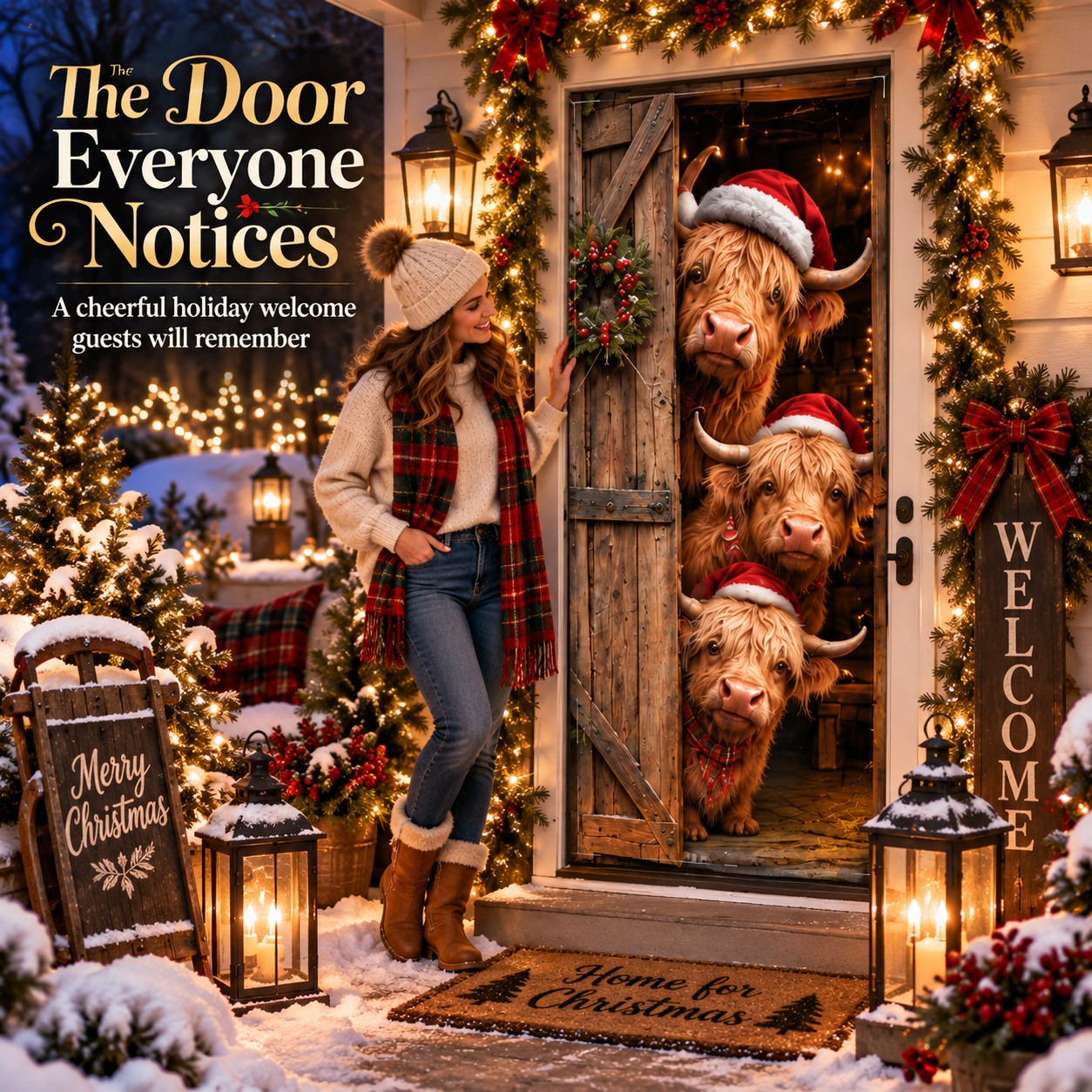 Guests noticing the Christmas door curtain