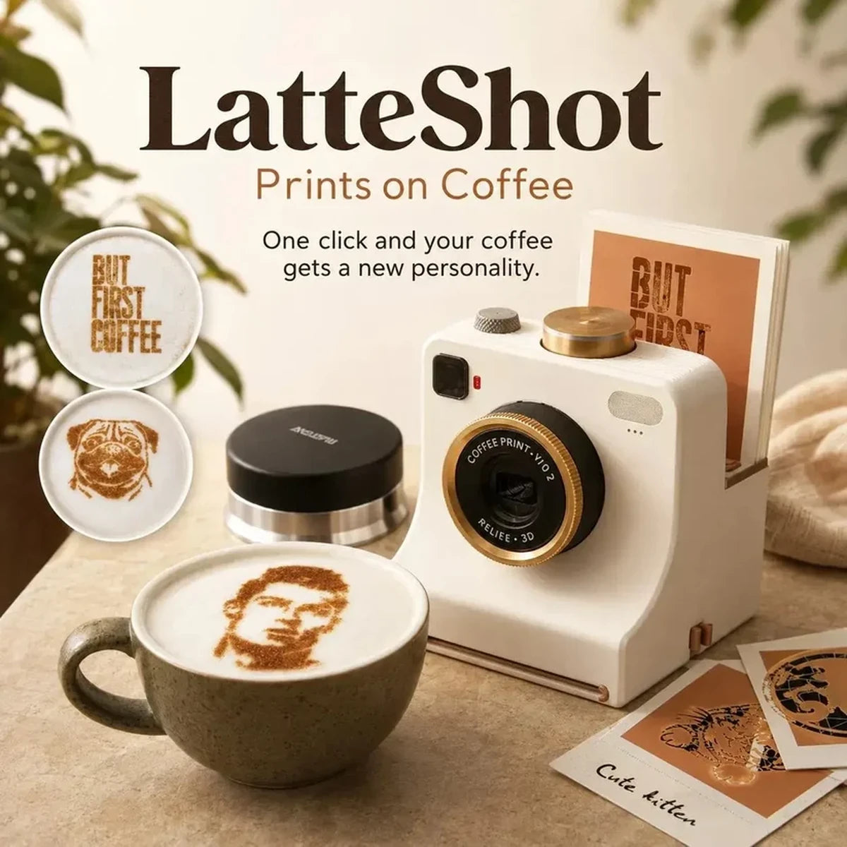 White retro coffee art camera variant