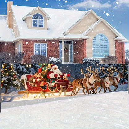 🎅 50% OFF! ✨ Outdoor Christmas Hanging Banner – Fade-Resistant Santa Design, Durable Weatherproof Polyester & Pre-Installed Grommets – Festive Holiday Decor for Porch, Fence & Garden 🎄