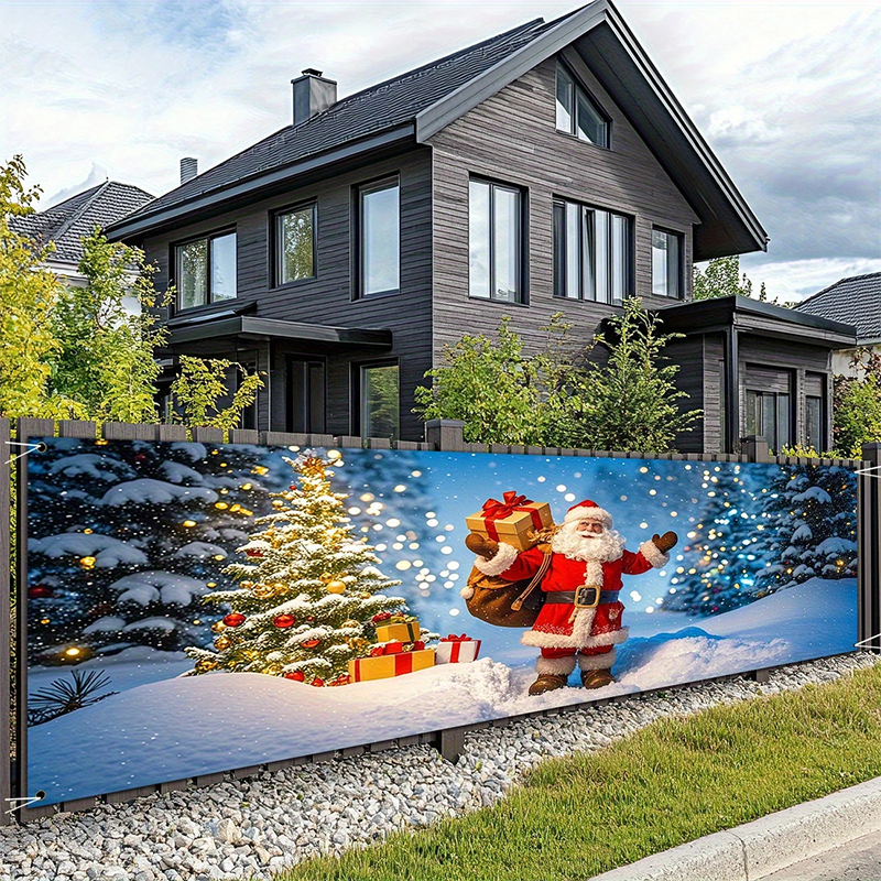 🎅 50% OFF! ✨ Outdoor Christmas Hanging Banner – Fade-Resistant Santa Design, Durable Weatherproof Polyester & Pre-Installed Grommets – Festive Holiday Decor for Porch, Fence & Garden 🎄