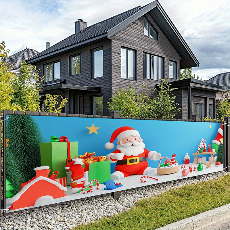 🎅 50% OFF! ✨ Outdoor Christmas Hanging Banner – Fade-Resistant Santa Design, Durable Weatherproof Polyester & Pre-Installed Grommets – Festive Holiday Decor for Porch, Fence & Garden 🎄