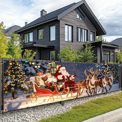 🎅 50% OFF! ✨ Outdoor Christmas Hanging Banner – Fade-Resistant Santa Design, Durable Weatherproof Polyester & Pre-Installed Grommets – Festive Holiday Decor for Porch, Fence & Garden 🎄