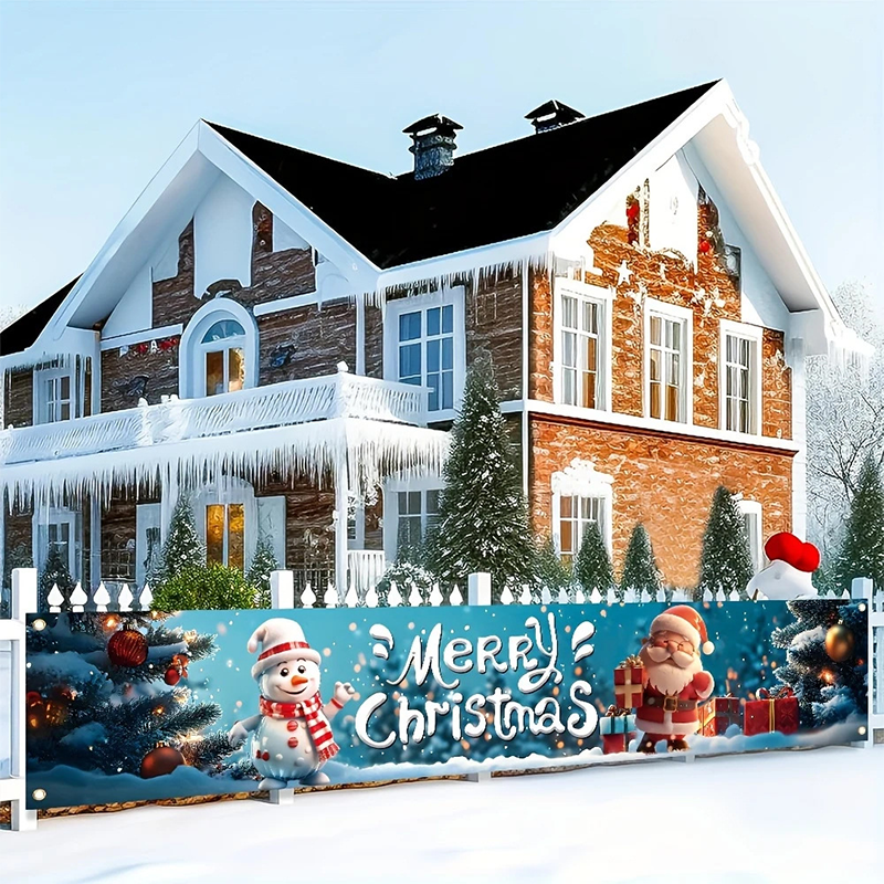 🎅 50% OFF! ✨ Outdoor Christmas Hanging Banner – Fade-Resistant Santa Design, Durable Weatherproof Polyester & Pre-Installed Grommets – Festive Holiday Decor for Porch, Fence & Garden 🎄