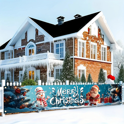 🎅 50% OFF! ✨ Outdoor Christmas Hanging Banner – Fade-Resistant Santa Design, Durable Weatherproof Polyester & Pre-Installed Grommets – Festive Holiday Decor for Porch, Fence & Garden 🎄