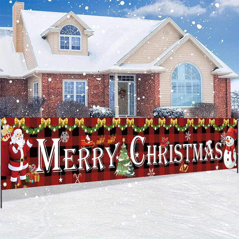 🎅 50% OFF! ✨ Outdoor Christmas Hanging Banner – Fade-Resistant Santa Design, Durable Weatherproof Polyester & Pre-Installed Grommets – Festive Holiday Decor for Porch, Fence & Garden 🎄