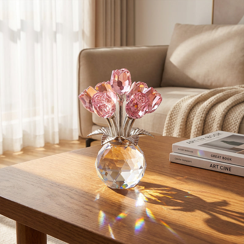 🔮Everlasting Crystal Rose Flower Figurine in Vase