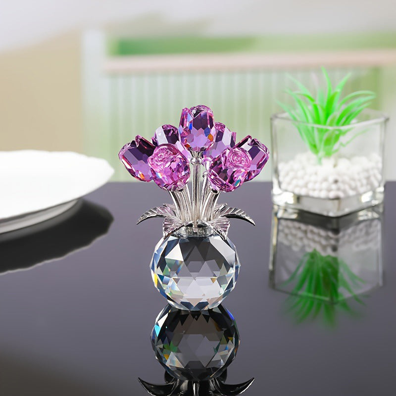 🔮Everlasting Crystal Rose Flower Figurine in Vase