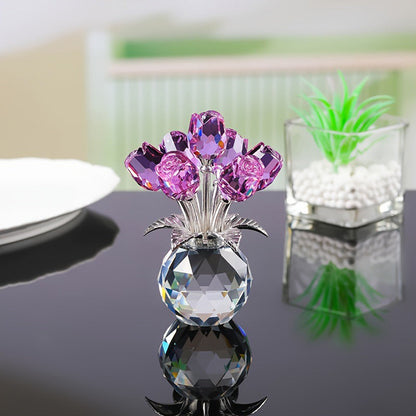 🔮Everlasting Crystal Rose Flower Figurine in Vase