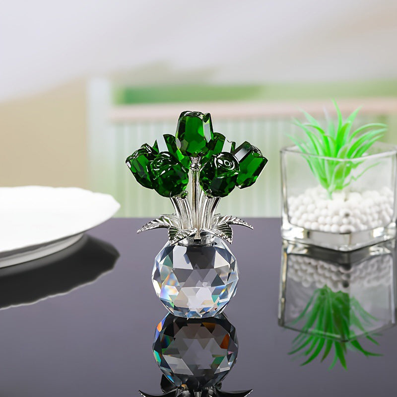 🔮Everlasting Crystal Rose Flower Figurine in Vase