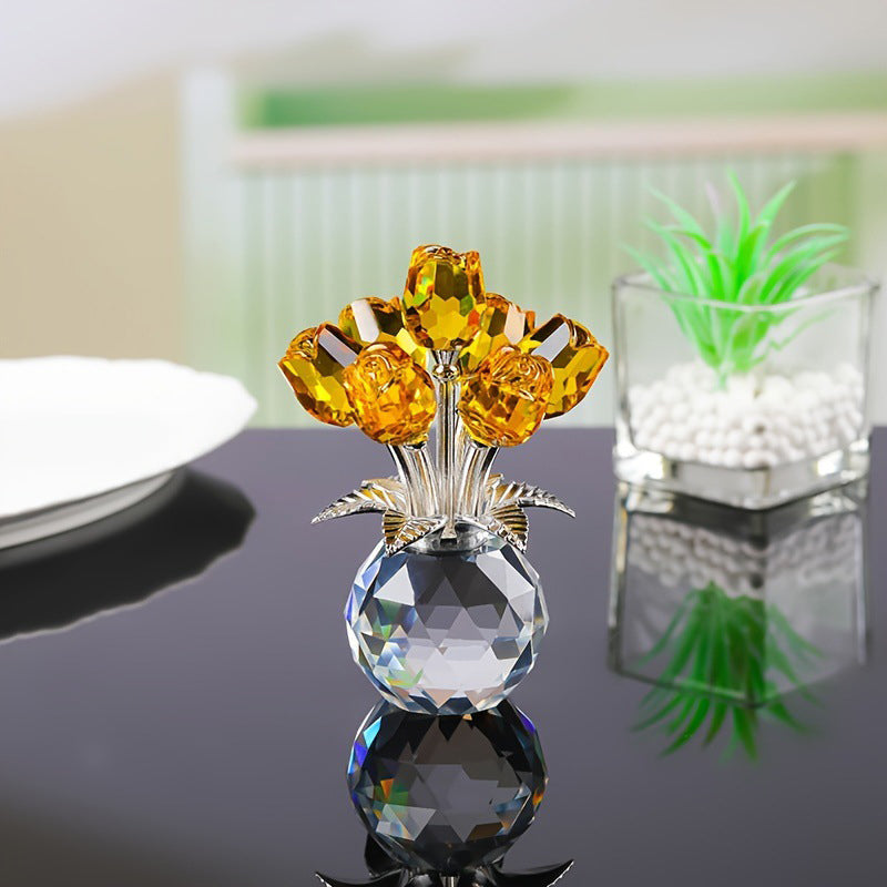 🔮Everlasting Crystal Rose Flower Figurine in Vase