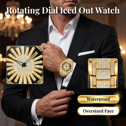 💎⌚ Luxury Men's Rotating Dial Watch – Shine Brighter, Stand Out Bolder