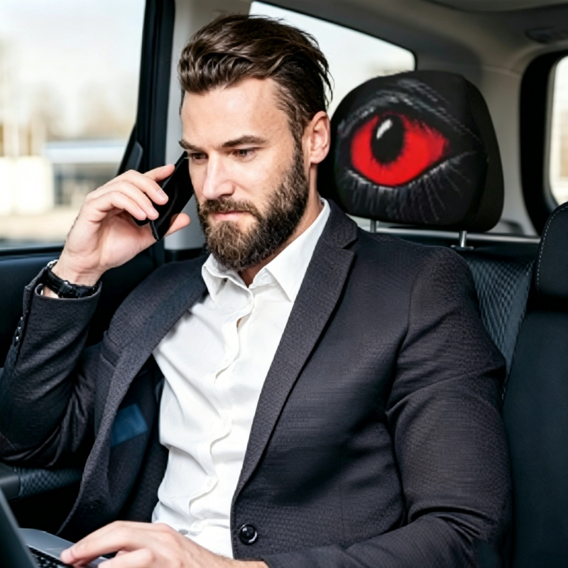 👁️🚗 Spooky Red Eye Car Headrest Cover