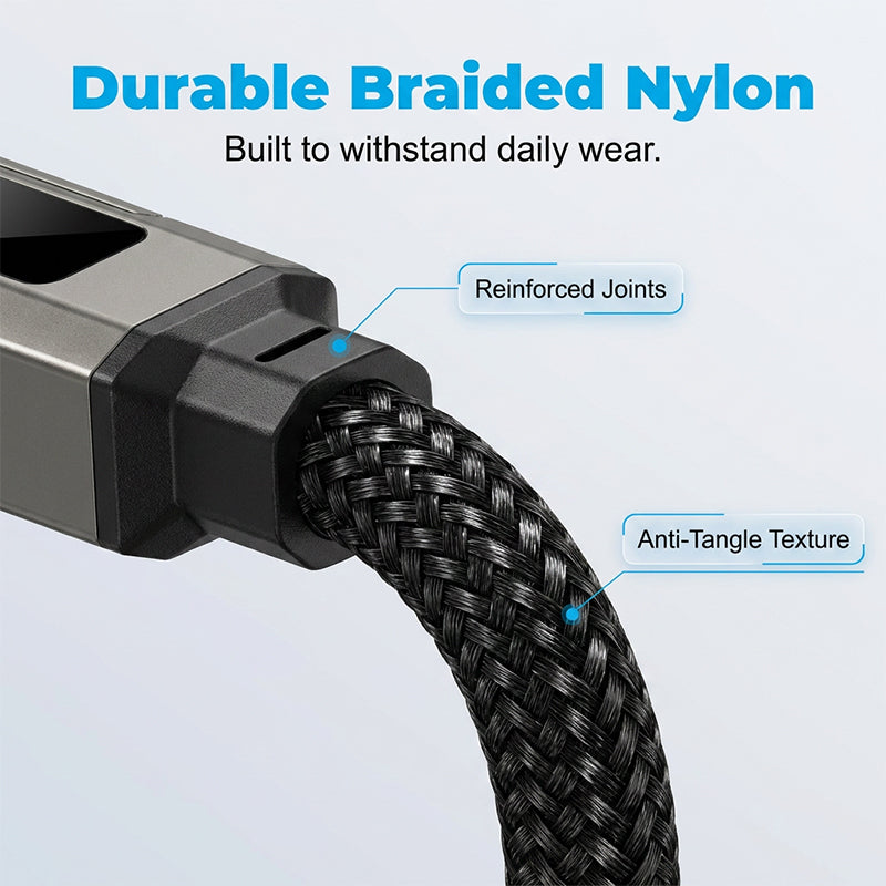 🔑⚡4-in-1 Digital Display Keychain Charging Cable