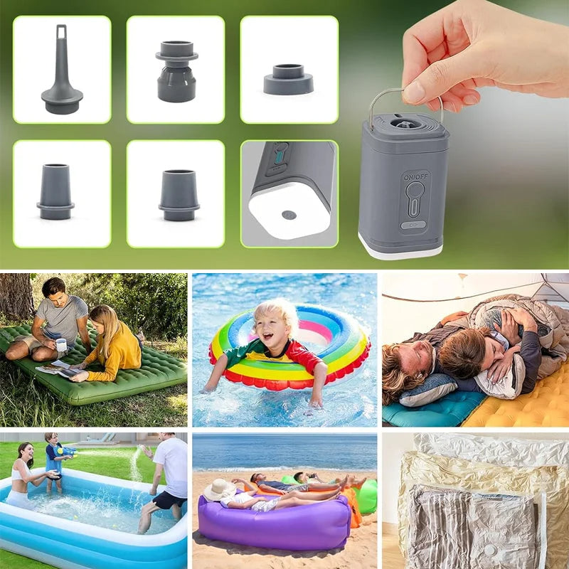 ⚡🔋 Portable Rechargeable Air Pump – LED Light, Fast Inflation, Compact – Cash on Delivery 🔋
