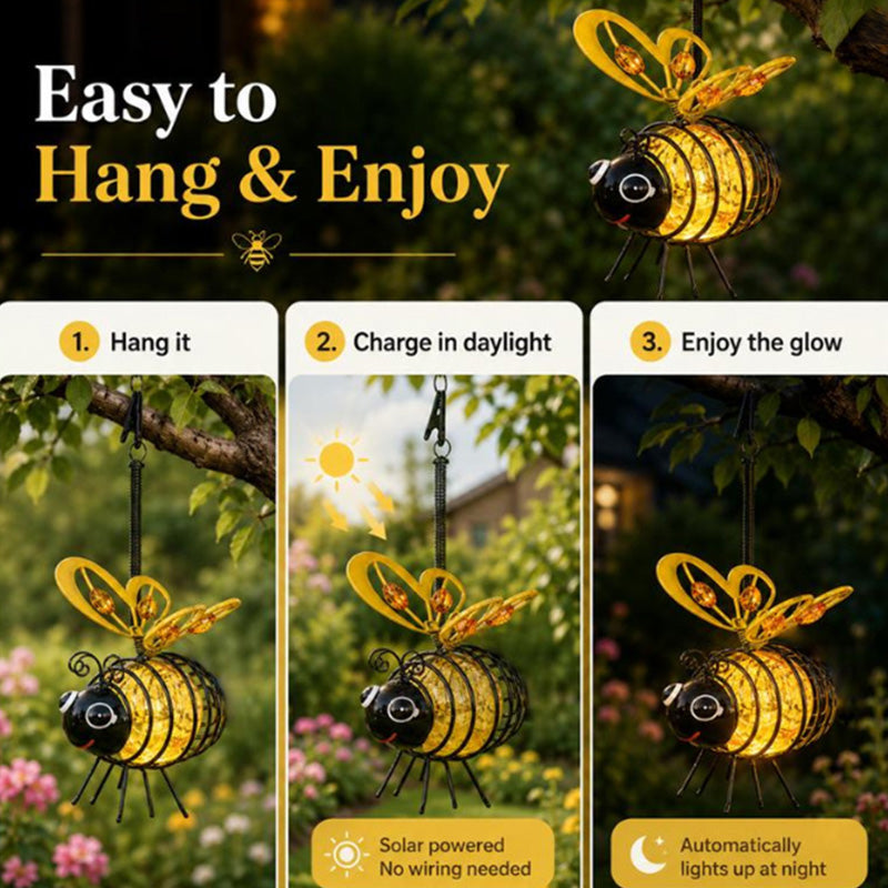 ☀️🐝 Solar Hanging Bee Garden Light