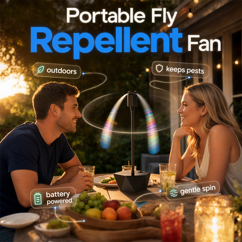 🍽️🪰Retractable USB Rechargeable Fly Repellent Fan for Outdoor Use