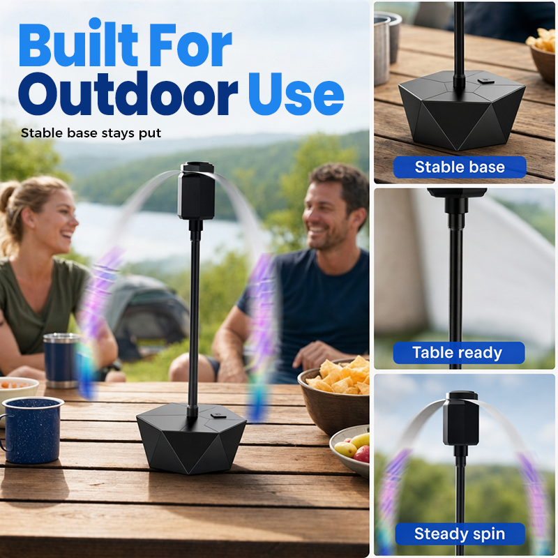 🍽️🪰Retractable USB Rechargeable Fly Repellent Fan for Outdoor Use