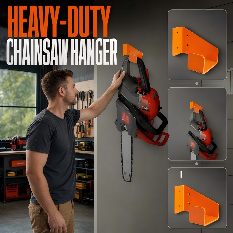🪚🧱Heavy-Duty Wall Mount Chainsaw Hanger
