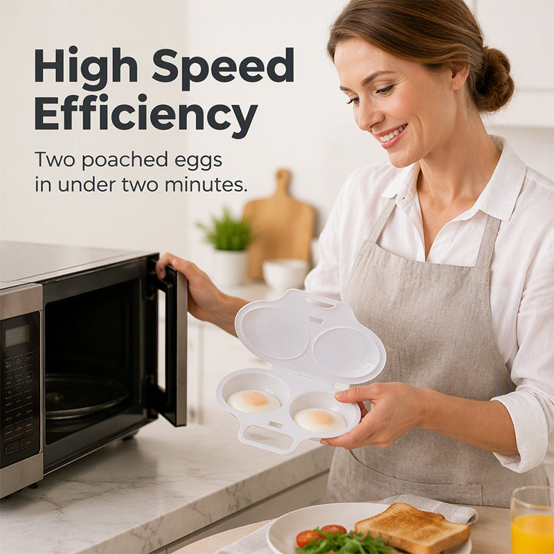 🍳 2-Egg Microwave Poacher – Quick Breakfast Maker for Busy Mornings