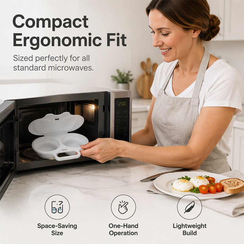 🍳 2-Egg Microwave Poacher – Quick Breakfast Maker for Busy Mornings
