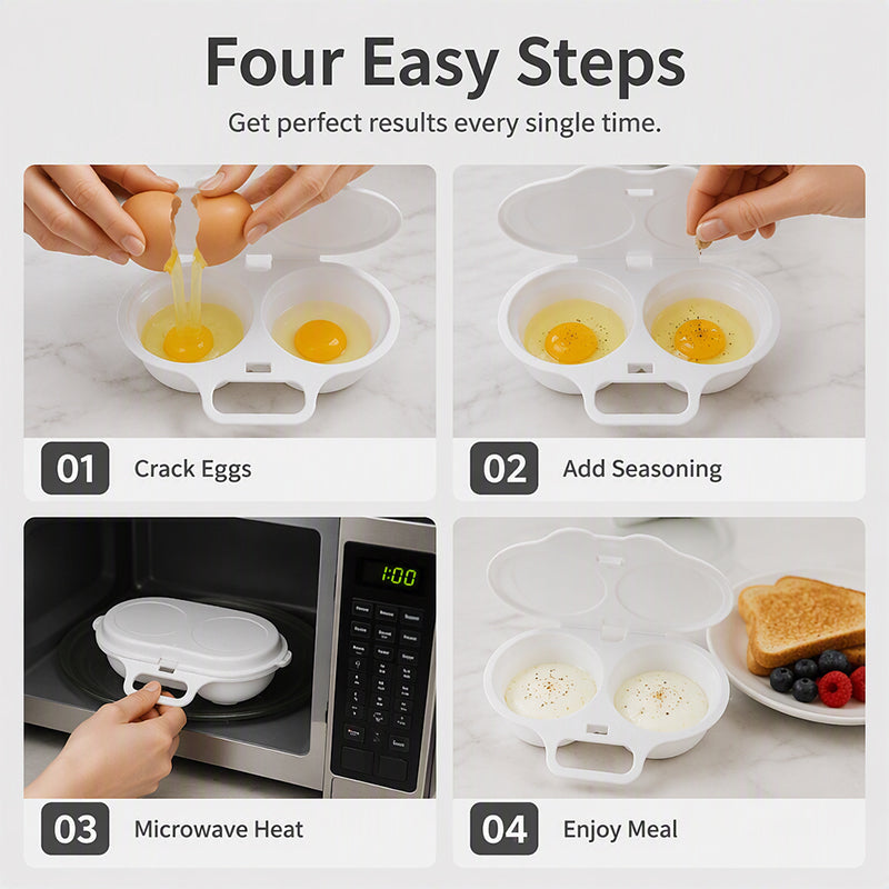 🍳 2-Egg Microwave Poacher – Quick Breakfast Maker for Busy Mornings