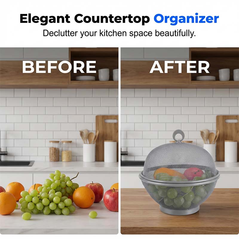 🍎 LIMITED‑TIME 50% OFF! 🧺🍇 FreshKeep Covered Produce Basket – Breathable, Drainable & Insect-Resistant Kitchen Storage