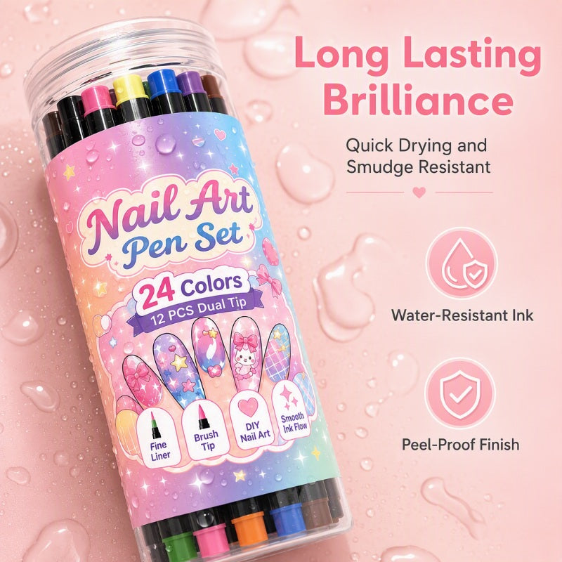 📢 LIMITED TIME 50% OFF! ⏰ 24 Colors Dual Ended Nail Art Pens Set – Dual-Tip Design, Smooth Ink Flow & Long Lasting Brilliance – Perfect for DIY Manicure ✨