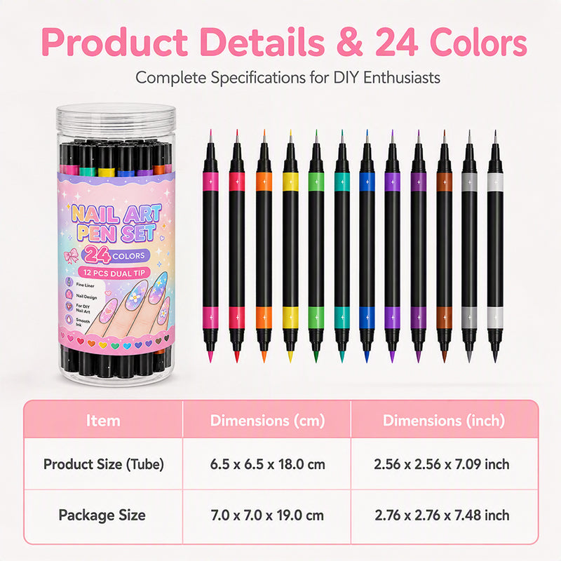 📢 LIMITED TIME 50% OFF! ⏰ 24 Colors Dual Ended Nail Art Pens Set – Dual-Tip Design, Smooth Ink Flow & Long Lasting Brilliance – Perfect for DIY Manicure ✨