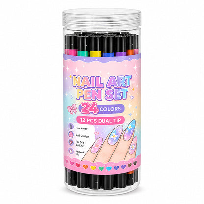 📢 LIMITED TIME 50% OFF! ⏰ 24 Colors Dual Ended Nail Art Pens Set – Dual-Tip Design, Smooth Ink Flow & Long Lasting Brilliance – Perfect for DIY Manicure ✨