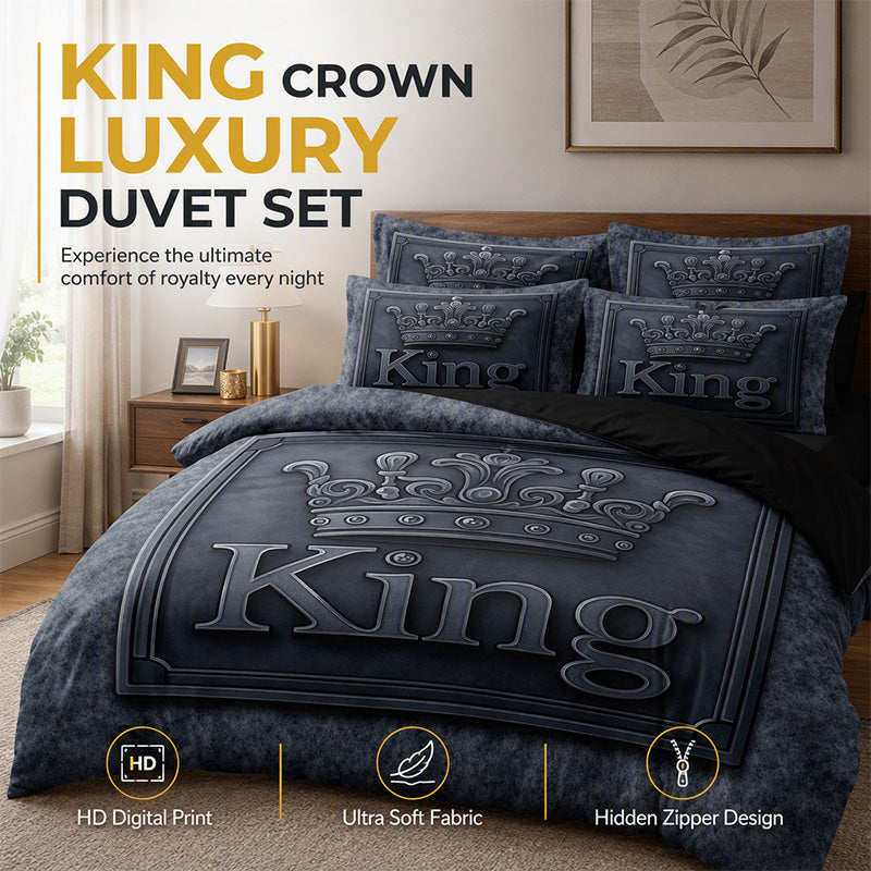 👑🛌 Royal Crown 3-Piece Bedding Collection