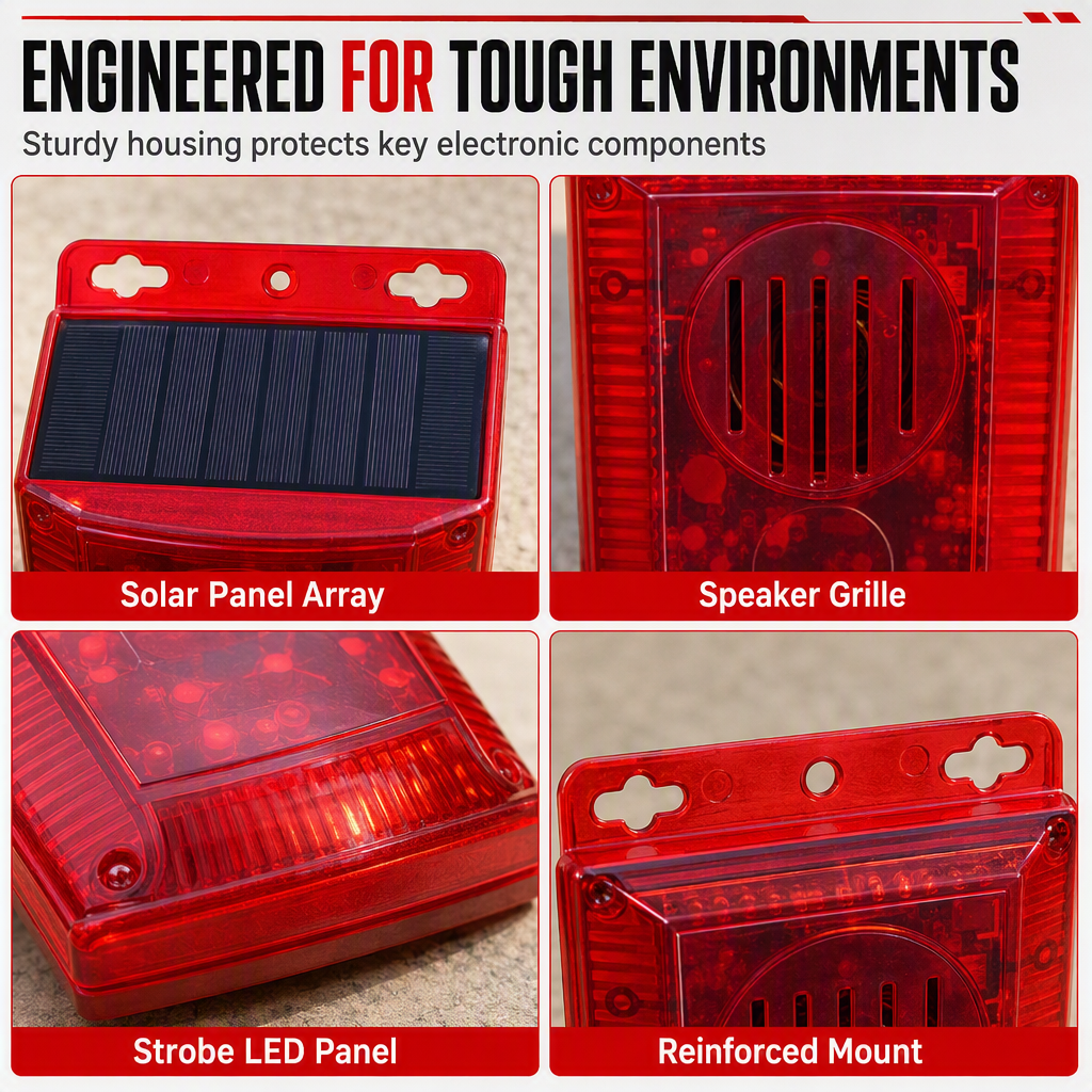 SolarGuard Outdoor Warning Alarm – Sun-Powered Security Alert for Home, Yard & Property