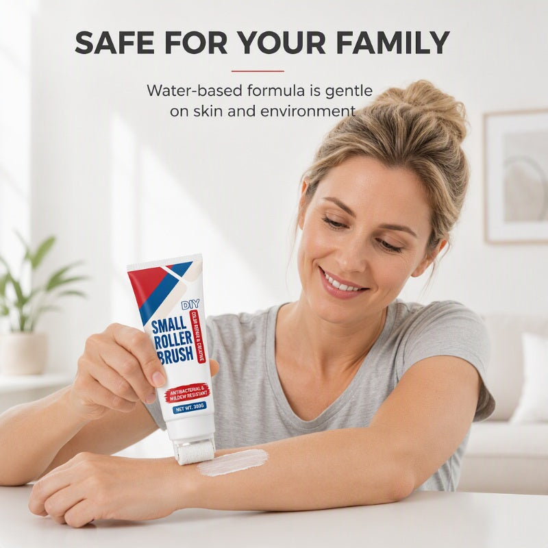 🏠🖌️ Roll & Restore™ Waterproof Wall Touch-Up Paste – Built-In Mini Roller for Easy DIY Repairs