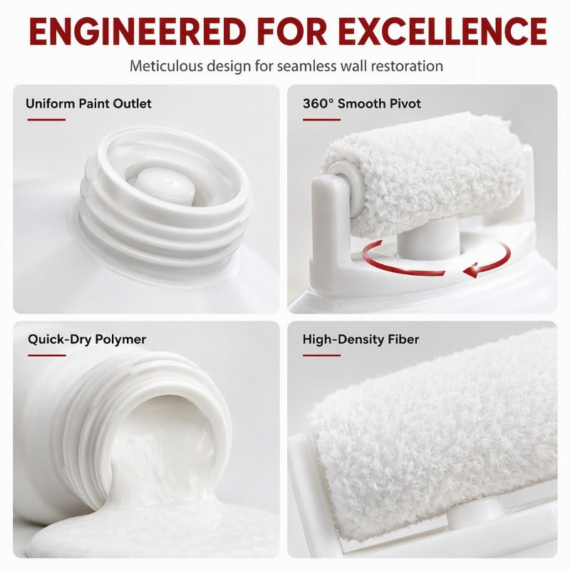 🏠🖌️ Roll & Restore™ Waterproof Wall Touch-Up Paste – Built-In Mini Roller for Easy DIY Repairs