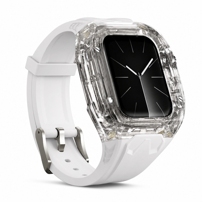 Integrated Smartwatch Band with Protective Case Color Blocking Translucent Sport Strap for 40mm 41mm 42mm 44mm 45mm 46mm 49mm