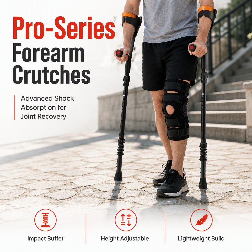 🩼 50% OFF! ✨ Folding Forearm Crutches – Shock-Absorbing Spring System, Reinforced Aluminum Shaft & Slip-Resistant Rubber Feet – Comfortable Mobility Aid for Fracture Rehabilitation 🦵