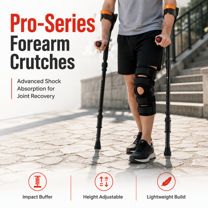🩼 50% OFF! ✨ Folding Forearm Crutches – Shock-Absorbing Spring System, Reinforced Aluminum Shaft & Slip-Resistant Rubber Feet – Comfortable Mobility Aid for Fracture Rehabilitation 🦵