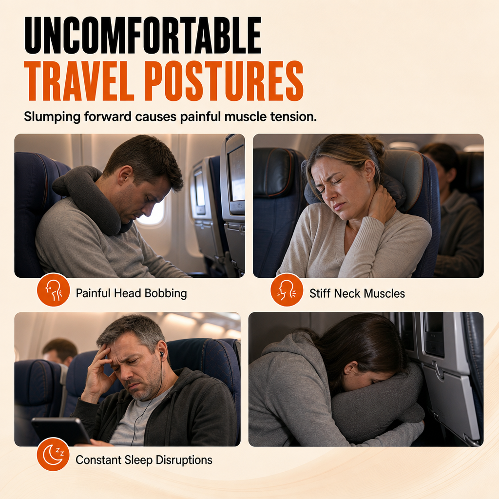 ✈️😴 2-in-1 Travel Comfort Set – Memory Foam Neck Support Pillow & 3D Blackout Sleep Mask