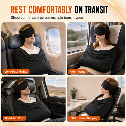 ✈️😴 2-in-1 Travel Comfort Set – Memory Foam Neck Support Pillow & 3D Blackout Sleep Mask