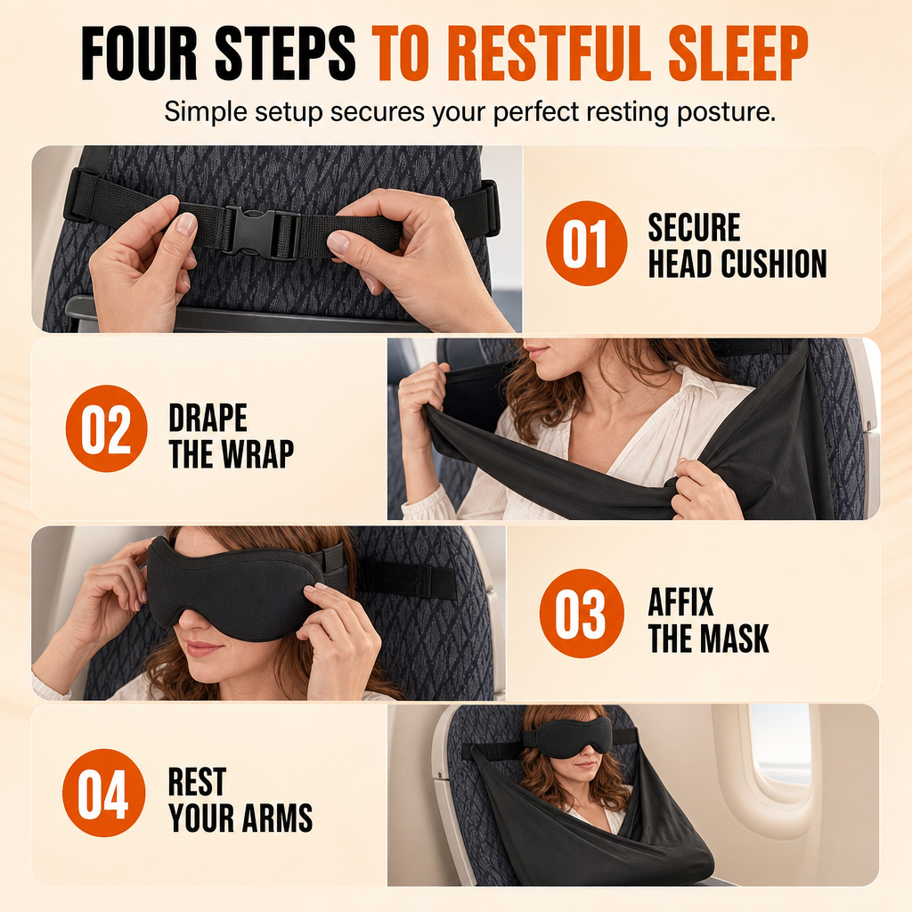 ✈️😴 2-in-1 Travel Comfort Set – Memory Foam Neck Support Pillow & 3D Blackout Sleep Mask